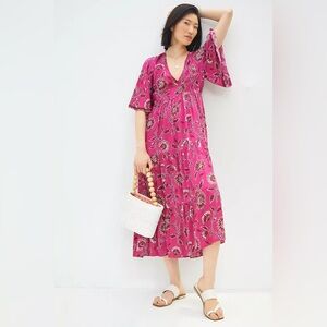 Omika‎ Anthropologie Pia Floral Maxi Dress Size XS Boho Festival Preppy Classic